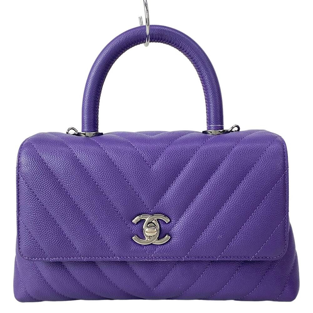 Chanel Small Top Handle Flap Bag/V-Stitching(Chevron)/Coco Handle Handbag A92990